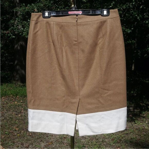 NWOT J.Crew The Pencil Camel Ivory Colorblock Wool Blend High Waist Mini Skirt - Picture 4 of 7